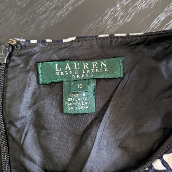 Lauren Ralph Lauren Mini Black White Sleeveless Fit And Flare Dress, Size 10 - Picture 9 of 10